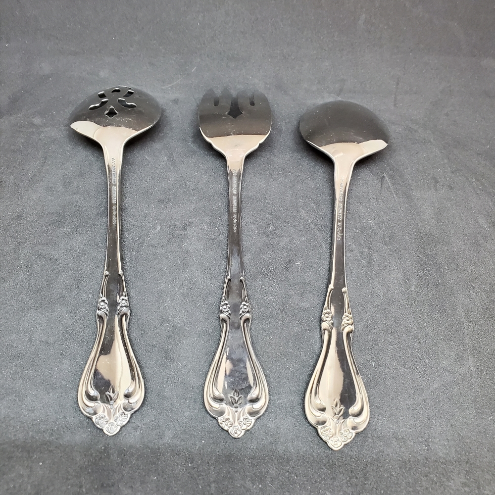Vintage Oneida Silver Briarwood  3-PC. Hostess Flatware Stainless 1970-2006 - Picture 4 of 7